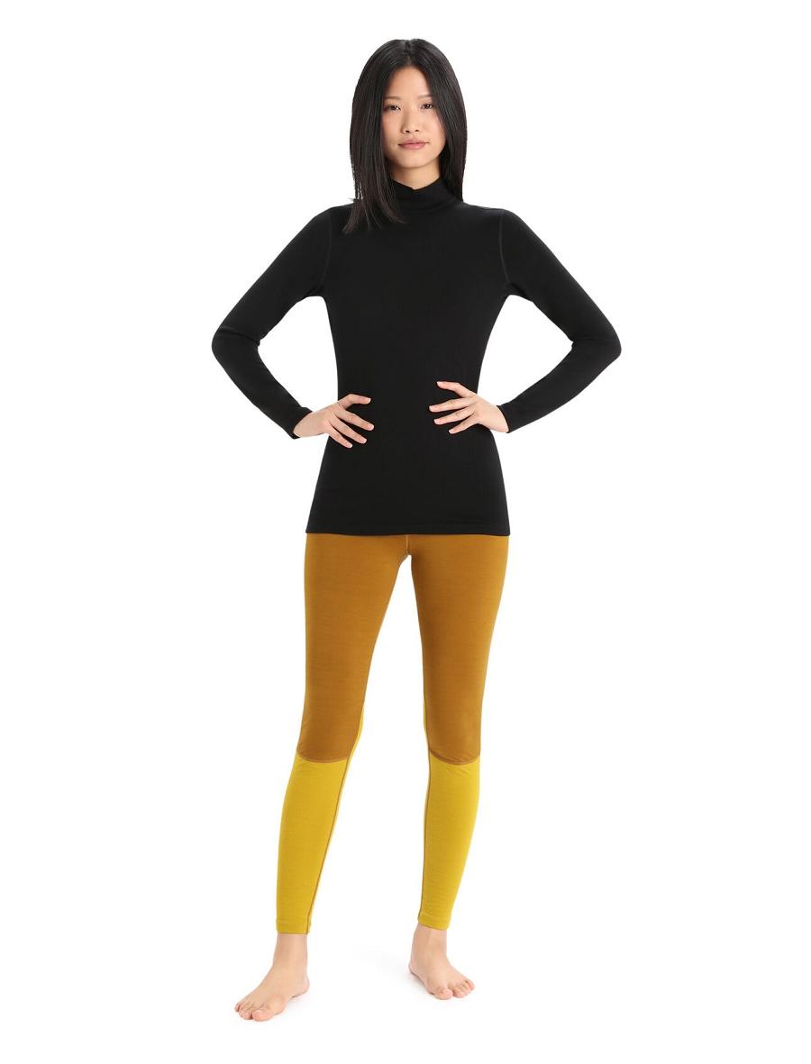 Women's Icebreaker Merino 260 Tech Long Sleeve Turtleneck Base Layers Black | CA 1119GSOL